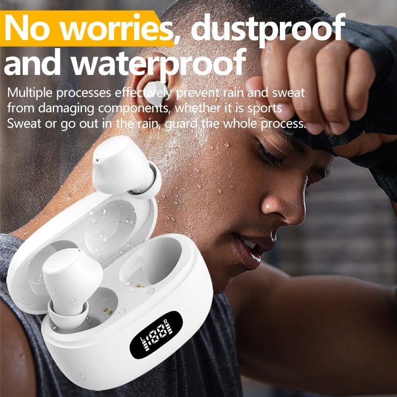 Wireless Earbuds, Bluetooth Headphones, TWS Earphones In-Ear Ear Buds Built in Mic Headset Premium Sound with Deep Bass for Workout, Gaming Sports, Work, Running, Gym