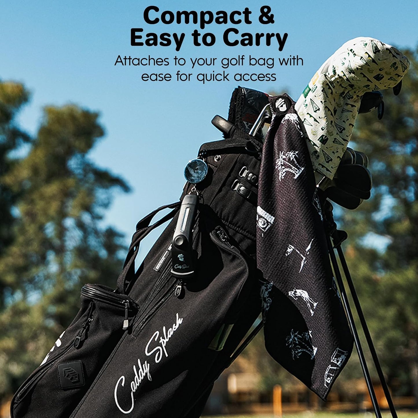 Golf Club Water Brush PRO + Golf Pocket Mag Towel - Black Bundle