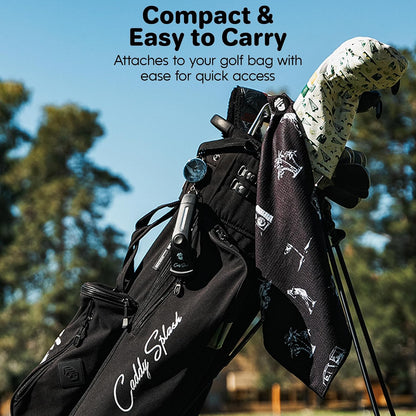 Golf Club Water Brush PRO + Golf Pocket Mag Towel - Black Bundle