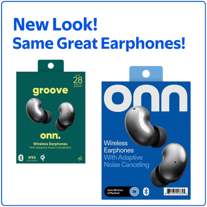 New - . Wireless Earphones with Adaptive Noise Cancellation & Charging Case, Black